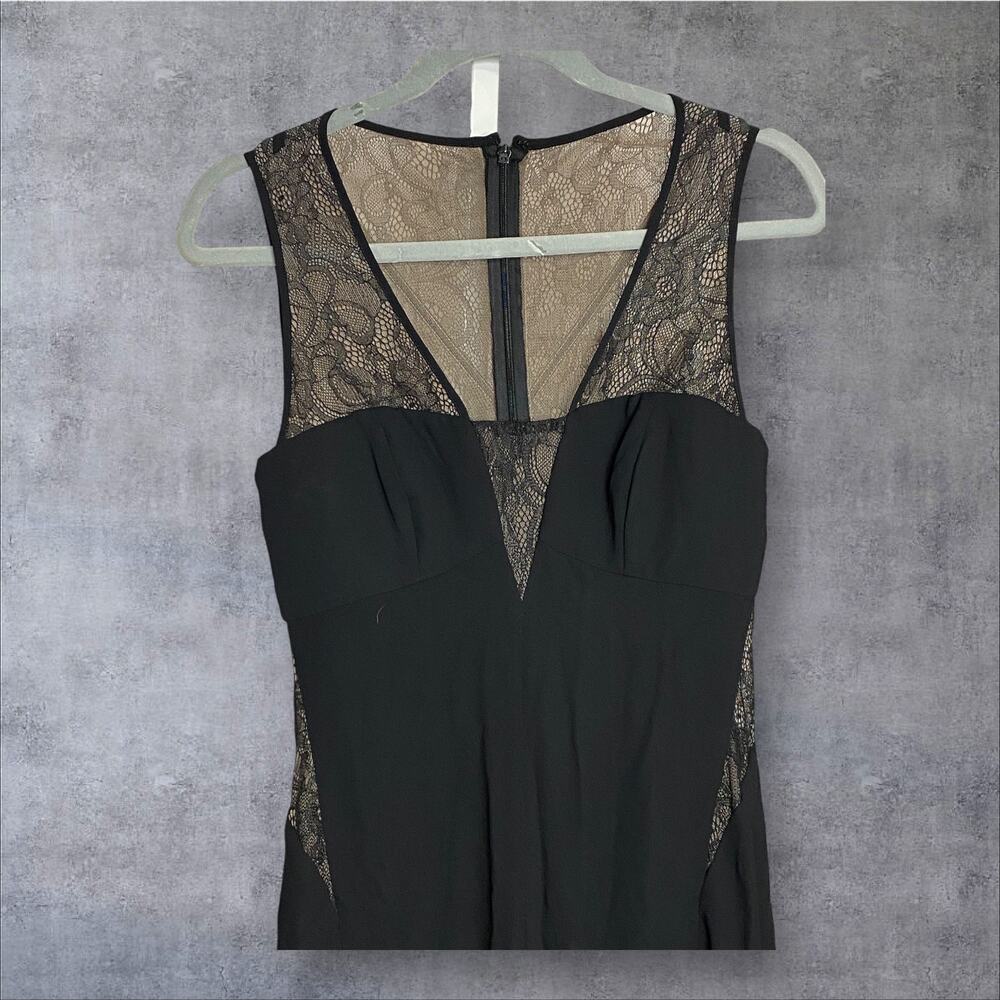 Max and Cleo Evening Gown 4 Black Mesh Sheer Panel Formal Event Elegant Maxi - Picture 4 of 8